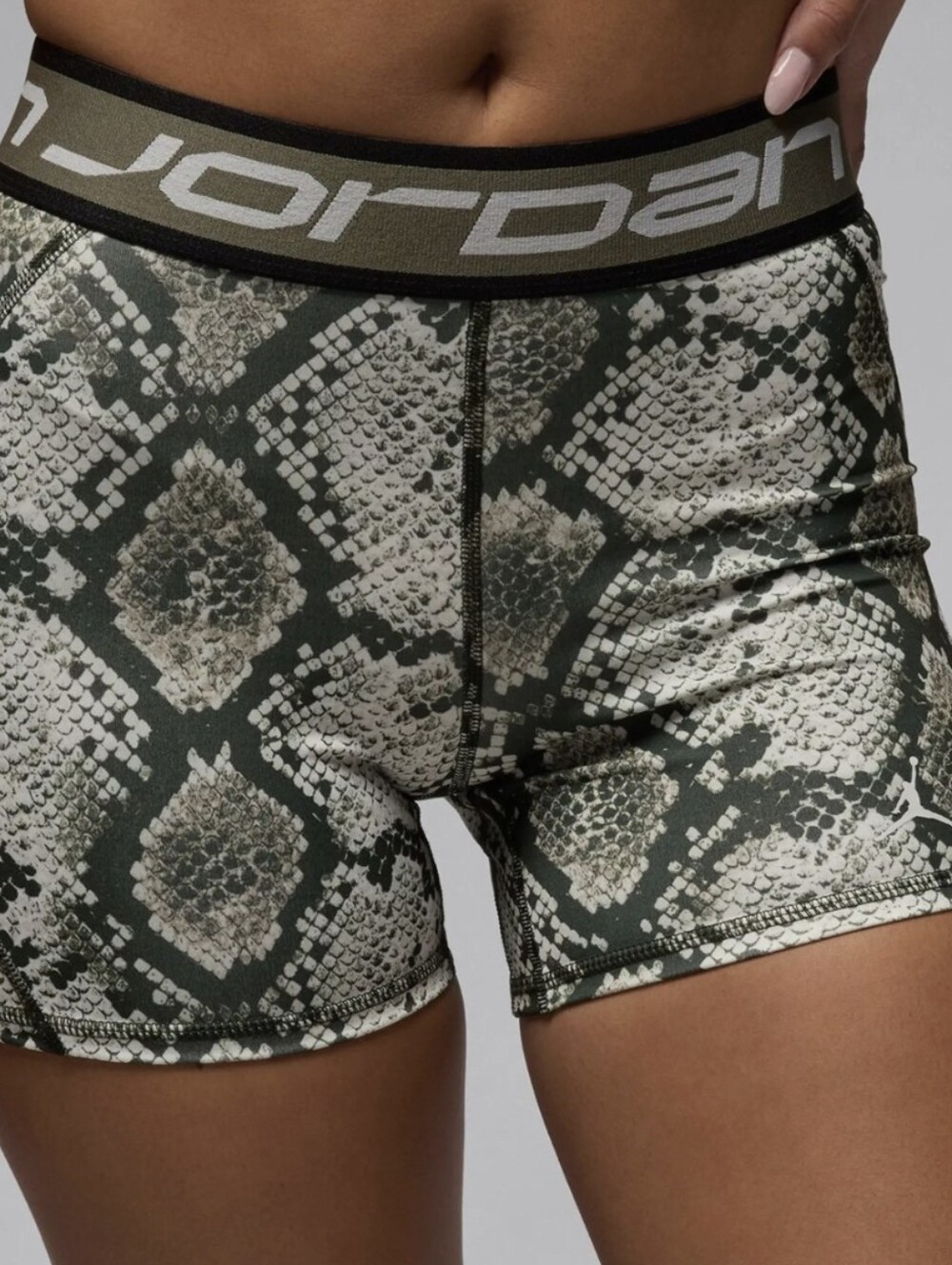 Jordan Women’s Olive and Gray Snake-Print Bike Shorts